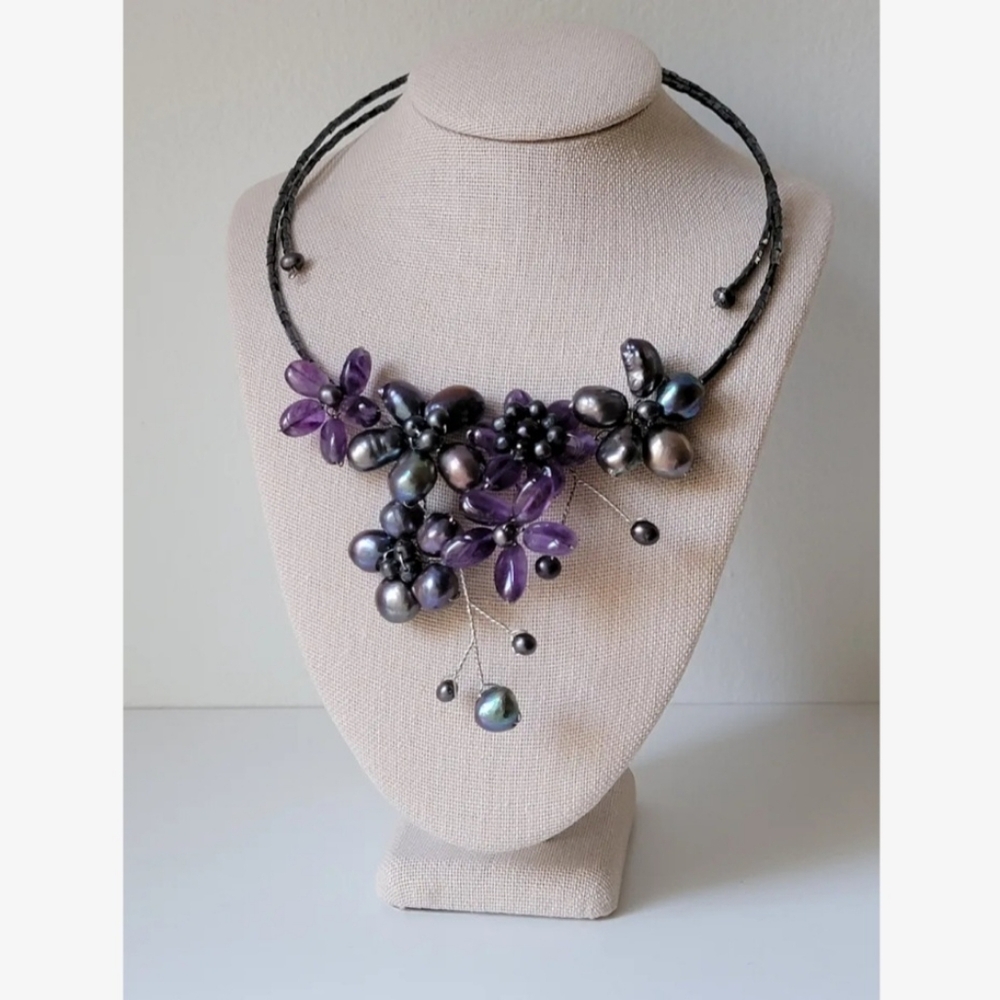 Tahitian Pearl Floral Necklace